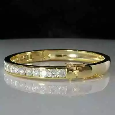 6.Ct Round Cut Diamond Lab-Created Tennis Bangle Bracelet 14K Yellow Gold Finish • $124.49