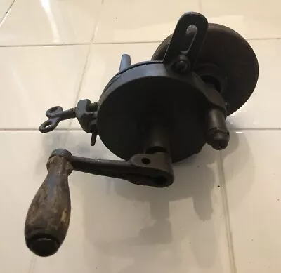 Vintage Clamp On Hand Crank Grinding Wheel Sharpening Stone Bench Grinder • $25