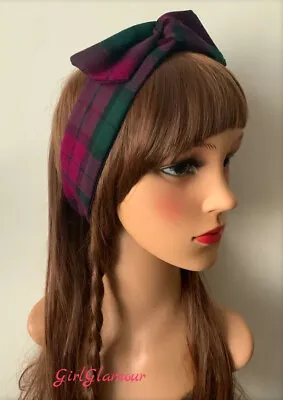 Lindsay Tartan Headband Bandana Hairband Bow Tie Wired Burns Night Dress • £3.99