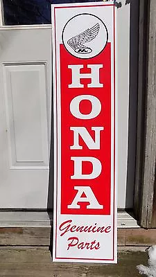 NEW! 1970's HONDA VERT. MOTORCYCLE DEALER/SERVICE SIGN/AD W/EARLY FEATHERED LOGO • $74.99