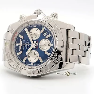 Breitling Chronomat 44 Blue Dial Chronograph Automatic Stainless Steel AB0110 • $3950