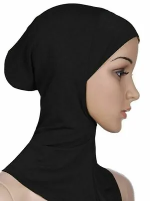 Women Under Scarf Cap Bone Bonnet Ninja Hijab Islamic Neck Cover Muslim Black UK • £3.25