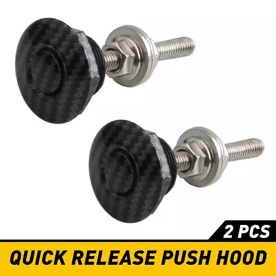 2 X Button Push Quick Release Hood Pins Bonnet Lock Clip Car Bumper Latch Carbon • $13.29