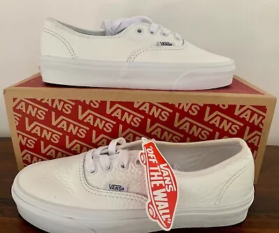 Vans Authentic Premium Leather True White Mens Shoe Size AU/UK5 US6 EU38 Sneaker • $60