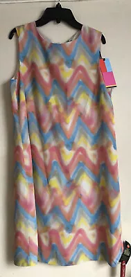 Missioni Multi-coloured Zigzag Tie-Dye Print Sleeveless Shift Dress EUR 42 • $136.77