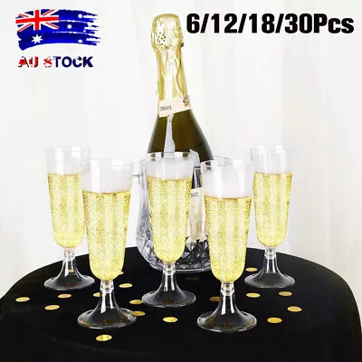 6/12/18/30Pcs Disposable Plastic Champagne Flutes 150ml Wine Glasses Party Glass • $39.57