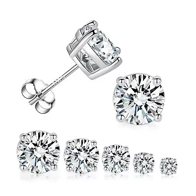 Pack Of 5 Pairs 925 Sterling Silver Round Stud Earrings Set For Women And Men... • $27.89