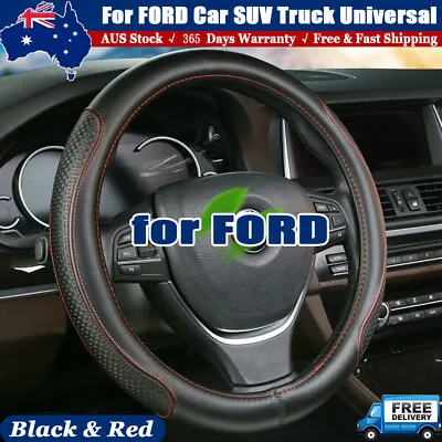 Ford Premium Elite Style Car SUV Truck Steering Wheel Cover Genuine Leather 15  • $39.42