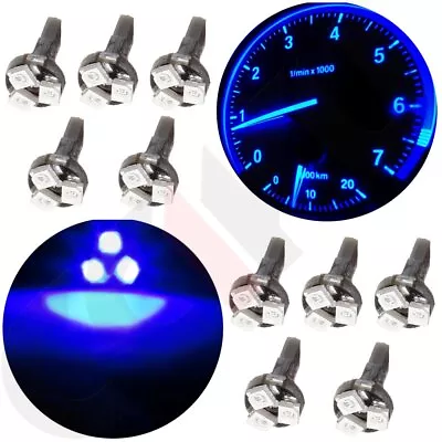 10x T5 3SMD Blue Dashboard Dash Gauge Cluster LED Bulb Light 73 74 70 37 17 18 • $9.49