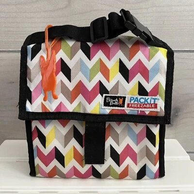 $12.95 • Buy PACKIT Freezable Lunch Bag French Bull Collection Rainbow Chevron Design W/Strap