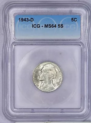 1943-D Jefferson Nickel 5c ICG MS64 FS 5 Steps • $20