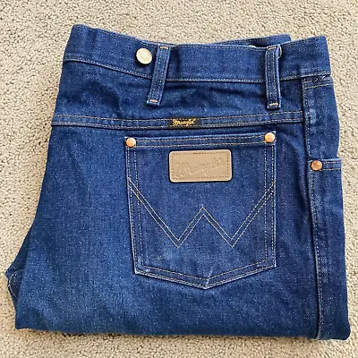 WRANGLER Jeans 936DEN Mens 40x34 Blue Dark Cowboy Cut W/ Suspender Buttons • $24.95