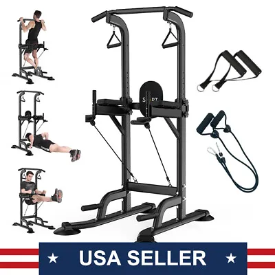 Power Tower Dip Station Pull Up Bar Home Gym Strength Training Fitness Equipment • $169.99