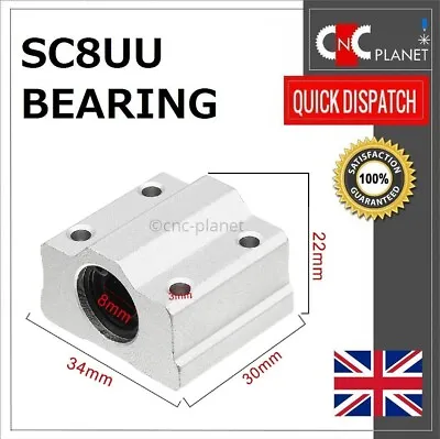 Sc8uu Linear Motion 8mm Shaft Sliding Bearing Block With 8mm Bore Scs8uu Uk Fast • £3.45