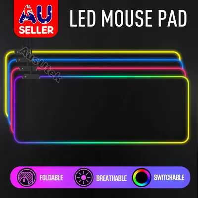 $18.99 • Buy AU RGB LED Gaming Mouse Pad Desk Mat Extended Anti-slip Rubber Speed Mousepad