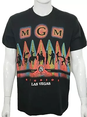 MGM Studio Las Vegas T-Shirt Mens Large Black Single Stitch Made In USA VINTAGE • $25