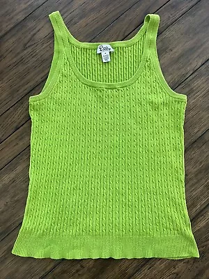 Vintage Lilly Pulitzer Lime Green Cableknit Sleeveless Tank Top White Label Sz M • $18