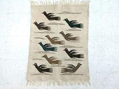 $40 • Buy Vintage Hand Woven Zapotec Tribal Oaxacan Mexico 30x39 Flying Bird Tapestry Rug