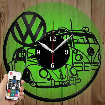 LED Vinyl Clock Volkswagen Retro Car LED Wall Art Decor Clock Original Gift 2506 • $39.42