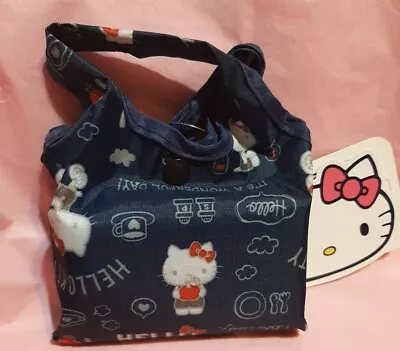 Sanrio Hello Kitty Foldable Shopping Bag Eco Tote Grocery Shoulder Bag  Blue New • $25.99