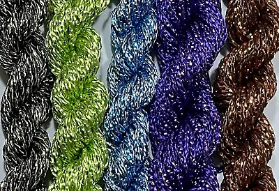 Job Lot Bundle Yarn Wool Fancy Glitter Lurex/Viscose Fine Chainette 5x 10m #B31 • £3.19