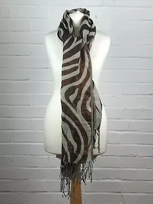 Avon Womens Brown Beige Zebra Print Scarf #GA240 #JG • £3.79