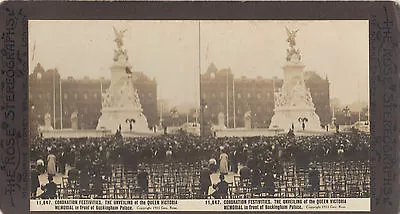 Stereograph George Rose Coronation KGV 1911 Unveiling Queen Victoria Monument • $9.07