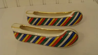 RARE Haeng Nam Snow Bone China Colorful 2 Shoe Ashtrays Made In Korea  • $31.99