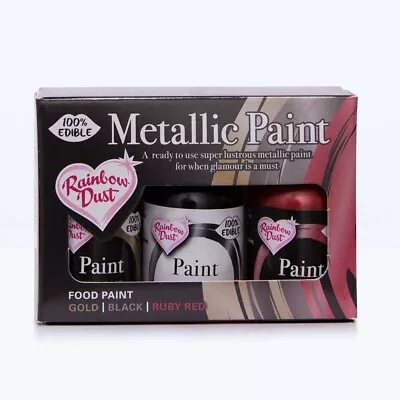 Rainbow Dust Cake Paints Metallic Multipack Gold Black Ruby Red Edible Baking • £14.99