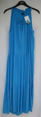 Ladies Marks And Spencer Turquoise Crinkle Tiered Maxi Beachwear Dress Size 14 • £19.50