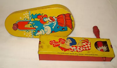 Vintage Kirchhof Life Of The Party Jester Clown Tin Litho Metal Noise Makers Toy • $9.99