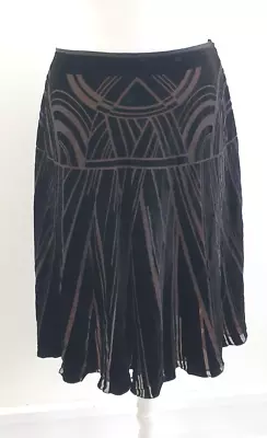 Monsoon Skirt Size UK 22 Black Devore Velvet A Line Art Deco Gatsby BNWT • $31.13