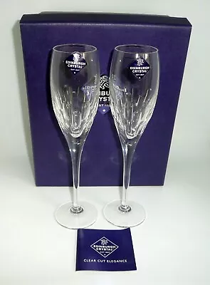 Edinburgh Crystal Crinan Pattern Champagne Glasses / Flutes New In Box • £35