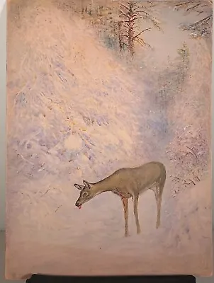 Antique Original Watercolor Painting Wounded Doe By John Mansfield Listed • $200