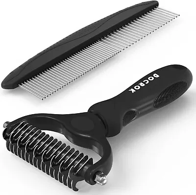 Pet Grooming Brush And Metal Comb Combo Cat Brush Dog Brush For Shedding • $11.87