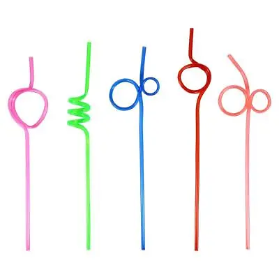 10pcs  Colorful Straw Crazy Curly Loop Coloured Drinking Straws For • £5.12