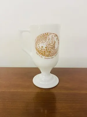 Vintage Midcentury Federal Milk Glass Irish Coffee Mug “Monkey Wharf” • $24.99