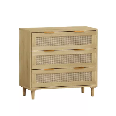 3 Drawer Dresser Rattan Storage Cabinet Chest Of Dressers Bedroom Furniture • $187.14