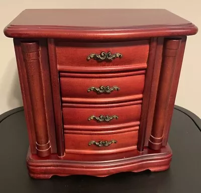 Croft And Barrow Wooden Armoire Mirror Jewelry Box Chest W/ 3 Drawers Preowned • $21