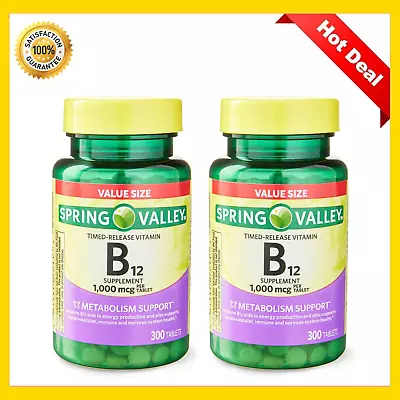 (2 PACK) Spring Valley Vitamin B12 1000 Mcg Timed Release Tablets 300 Count New • $21.99