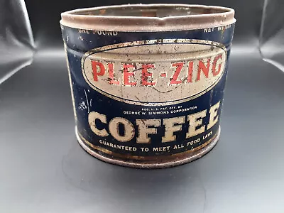 Vintage Plee-Zing Coffee Tin Can 1 Lb. Size • $4.95