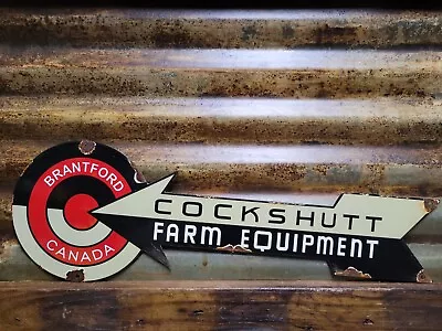 Vintage Cockshutt Porcelain Sign Farm Equipment Tractor Machinery Dealer Canada • $269.43