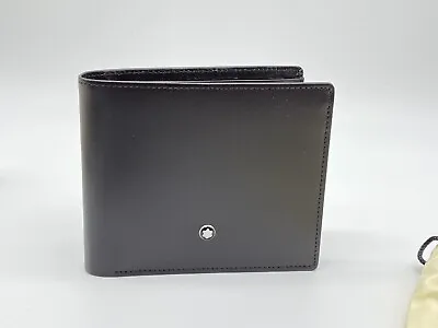 Montblanc Dark Brown Leather 6cc 2 View Pockets Wallet New 100% Genuine Rp $500 • $325