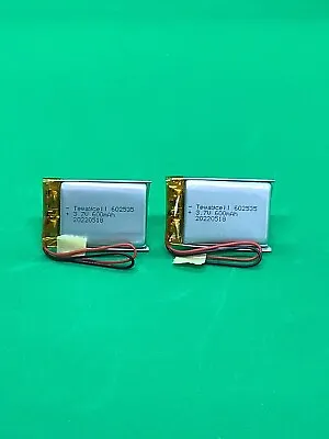 £7.99 • Buy 2x 3.7V 600mAh 602535 Lipo Polymer Rechargeable Battery For DVD GPS Camera Watch