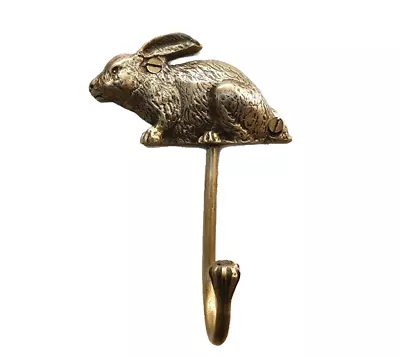 Brass Hook HALF RABBIT Figurine Hanger Wall Hat Coat Vintage Home Decor • $54.99