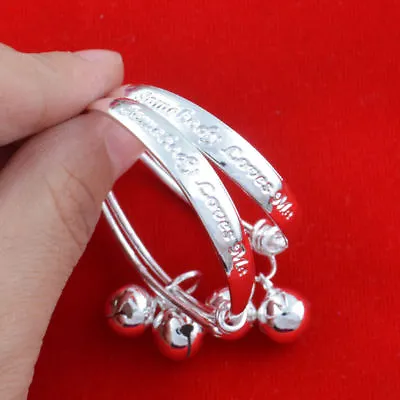 Elegant 925 Sterling Silver 2  New Fashion Bracelet Bangle Newborn Baby 2 Pcs • $19.74