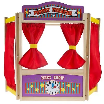 Wooden Puppet Theater Stage Show For Kids Pretend Play Imagination Creativity • $42.99