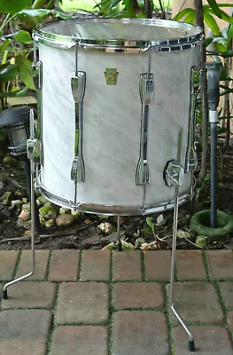 RARE 90's LUDWIG USA 16  CLASSIC FLOOR TOM MACH LUGS MARBLE FINISH IVORY-8! G557 • $764.95