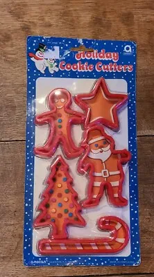 Vtg Christmas Cookie Cutters Set Of 5 Santa Star Tree Gingerbread Man NOS AMSCAN • $12
