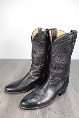 Mens 12 D TONY LAMA  BLACK Cowhide Leather Cowboy Boots Round Toe 2993 • $60